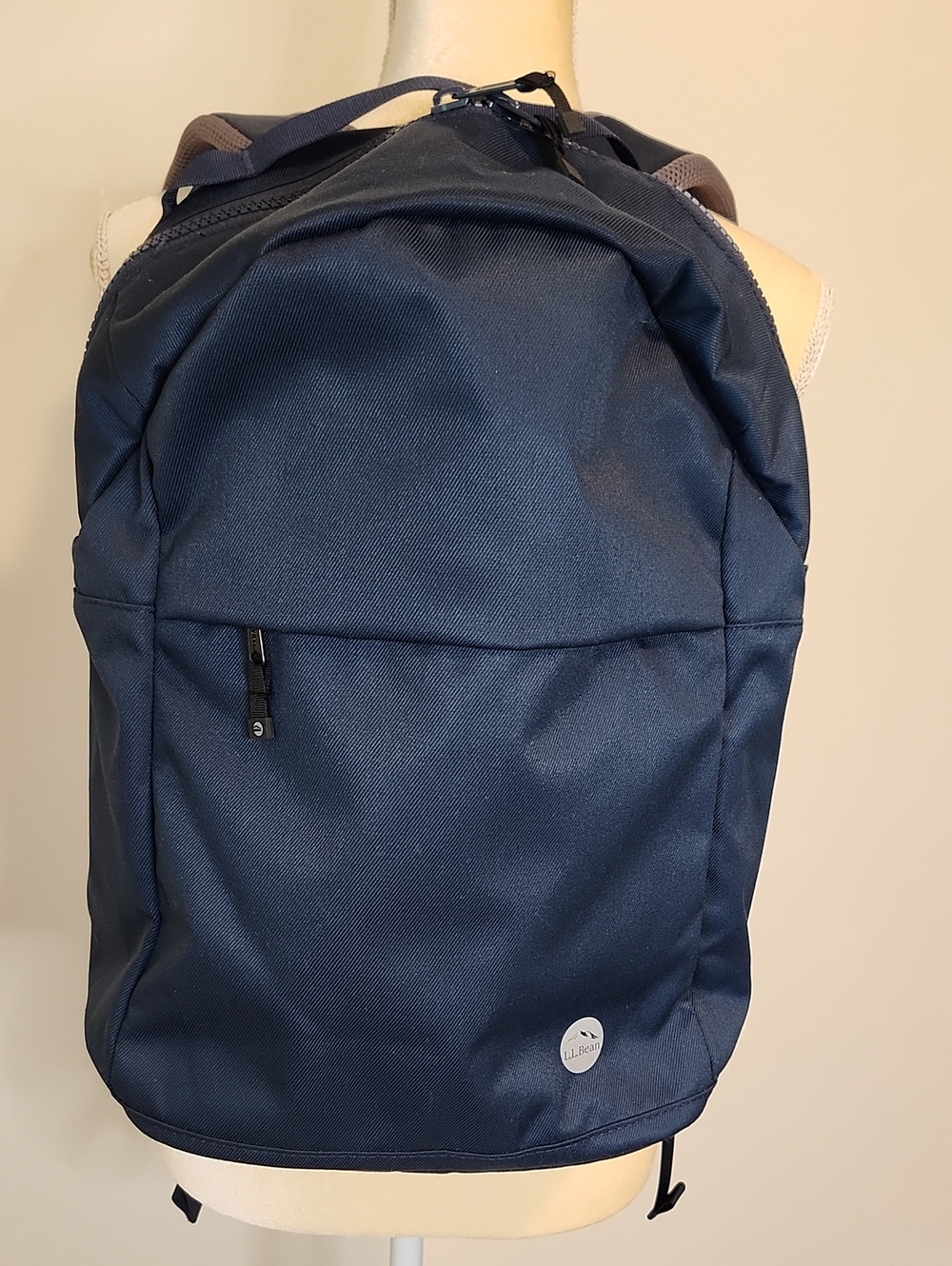 LL Bean Unisex Adult Navy Nylon Wide-tooth Zipper Commuter Pack NEW